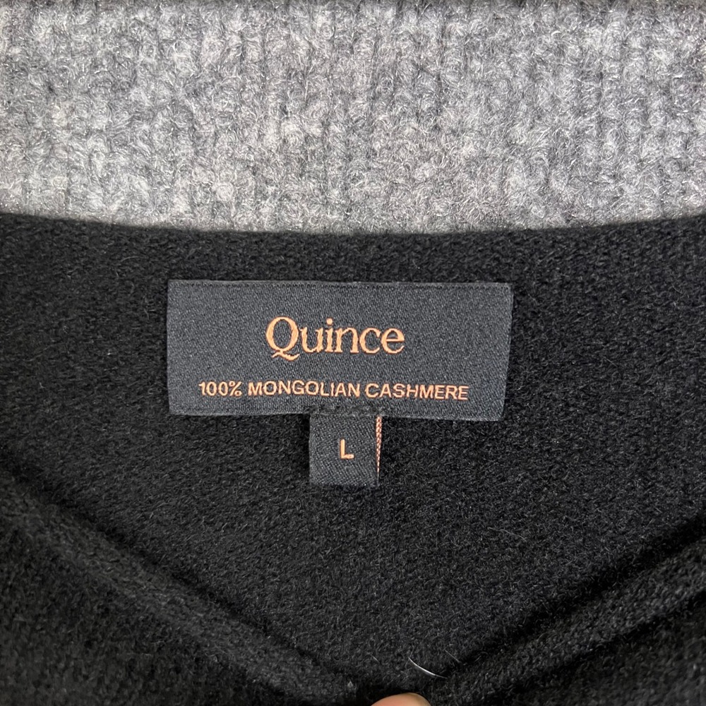 Quince Mongolian Cashmere sweater Large Black Excellent Boatneck Long Sleeve Top - Picture 7 of 8